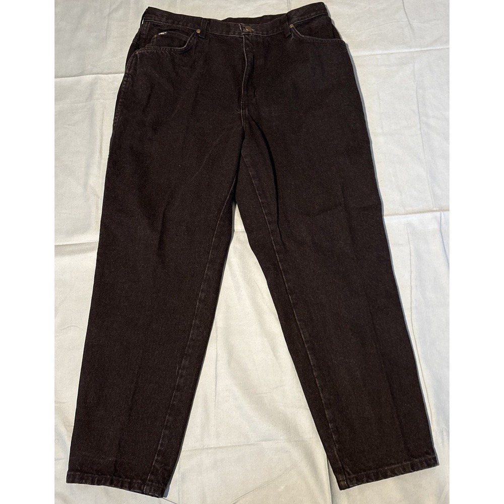 Vintage Chic Jeans Womens 20 WP Black Denim High Waist Tapered Leg Made in USA